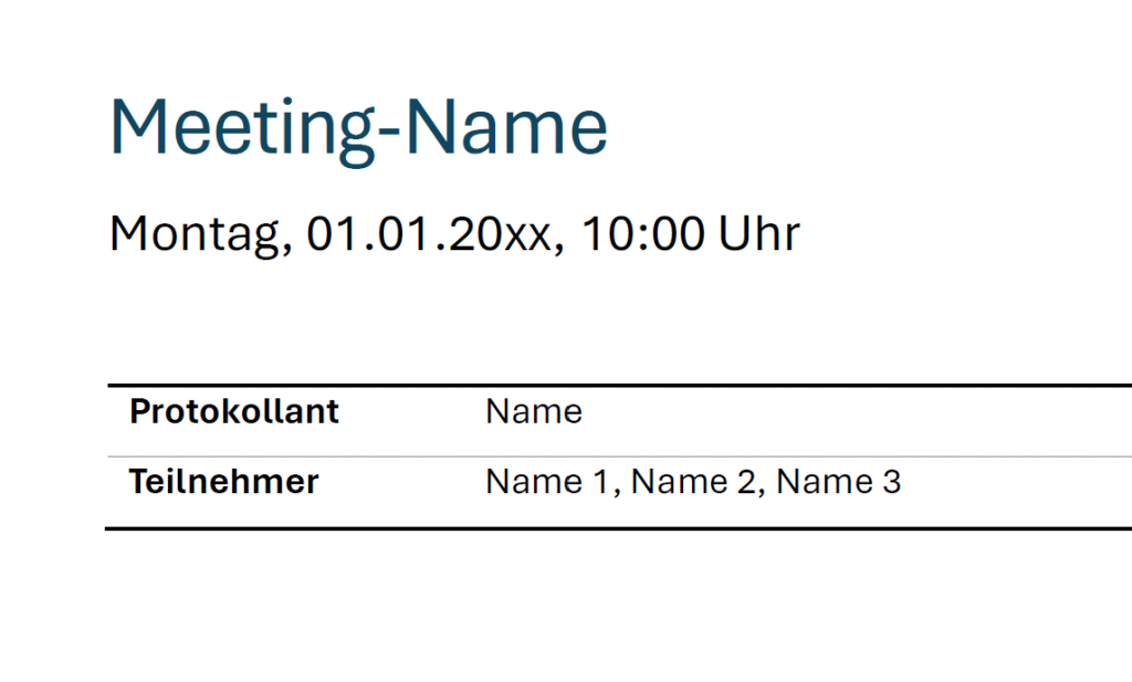Kostenlose Meeting-Protokoll Vorlage | DeskSmile